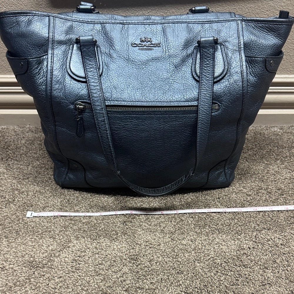 Coach Dark Blue Leather Tote Bag